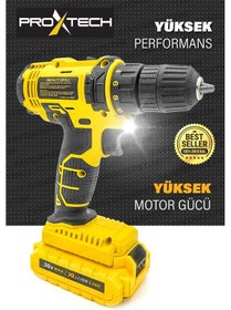 Resim Proxtech Profesyonel Çift Akülü Turbo 36v Tork Güçlendirilmiş Akülü Vidalama Matkap 27 Parça Set 