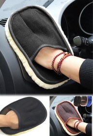 Resim SARFEX Premium Yünlü Araba Yıkama Fırçası Süngeri Toz Alma Yıkama Eldiveni Oto Yıkama Süngeri Iç Dış 