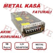 Resim 12 Volt 10 Amper Metal Kasa Kamera Şetir Let Led Adaptörü 