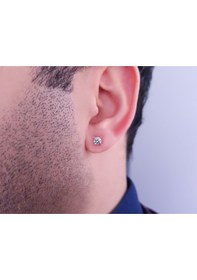 Resim Beyaz Topaz Taşlı Modern Tektaş Erkek Küpesi 0802e0033 