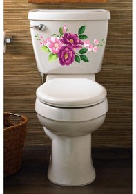 Resim Mor Güller Güller Klozet Kapağı ve Banyo Sticker Seti 