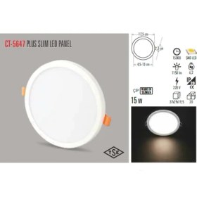 Resim Cata CT 5647 15W/3200K Plus LED Panel ARMATÜR Günışığı 20 Adet Cata 