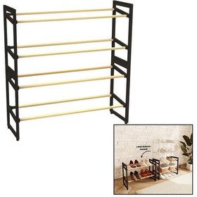 Resim Go İthalat 4 KATLI AHŞAP AYAKKABILIK 8 AYAKKABILIK 20X65X51CM ÇOK AMAÇLI RAF PORTATİF - VİDASIZ KOLAY MONTAJ ( 