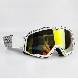 Resim Retro Motosiklet Gözlükleri Kayak Gözlükleri Motokros Güneş Gözlükleri Vintage Gözlükler Bisiklet Yarış Cafe Racer Chopper Mtb Atvbeyaz-kırmızı Lens 