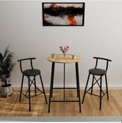 Resim Atlantik Çam Döşemeli Bar Sandalyesi Bar Masası Mutfak Oval 2 K 