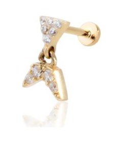 Resim Cherry By Özkonak Taşlı Üçgen Ucunda Balık Kuyruğu Tragus Piercing Sarı 