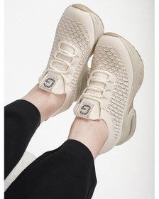 Resim Loretta Guja İthal Özel Seri İçten Gizli Dolgu Taş Detaylı Triko Kadın Spor Ayakkabı Bej Bej 