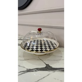 Resim Paçi Dama Desenli Kek Fanusu - Emaye (Elite Class) 