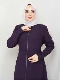Resim KMKkombin Kmk Kombin Kadın Yazlık Mevlana Model Beli Nakışlı Kloş Medine Ipeği Ferace/pardesü 