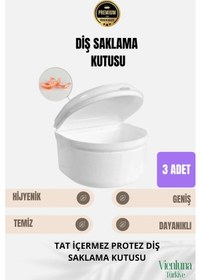 Resim Yüksek Kalite Uzun Ömürlü Plastik Hijyenik Tat İçermez Protez Diş Saklama Kutusu Geniş Boy 3 Adet 