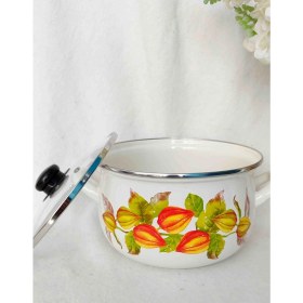 Resim Altın Çilek Emaye Tencere 5 litre Süt Yoğurt Çorba Tenceresi 