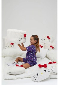 Resim Hello Kitty Kız Çocuk Kısa Kollu Şortlu Pamuklu Pijama Takımı Renklı 