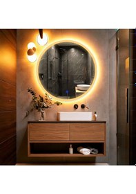 Resim Orbit Led'li Kumlamalı Lavabo & Banyo Aynası Dokunmatik Sensörlü 80 X 80 Turuncu 