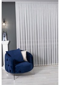 Resim Kırık Beyaz Düz Tül Perde Zincir Çizgili Seyrek Pile 1'e 2 Pile-kırık Beyaz Kırık Beyaz 