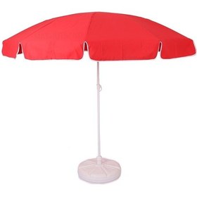 Resim Polyester 2 Metre Kırmızı Şemsiye - Tepeden Kırmalı Plaj Şemsiye - Bahçe Şemsiyesi - Balkon Şemsiyesi 