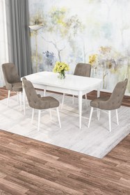 Resim Rovena Rose Beyaz 70x114 Mdf Açılabilir Mutfak Masası Takımı 4 Adet Sandalye 