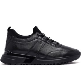Resim Derimod Erkek Siyah Bağcıklı Kalın Tabanlı Deri Casual Sneaker,Kışlık Spor Ayakkabı 25WFD642218 