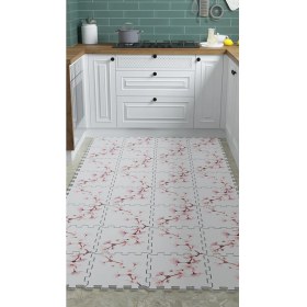 Resim Dijital Baskılı Çiçek Desenli Mutfak-Oturma Odası-Salon Halısı/Yapboz Halı/Puzzle Halı/ Japon Halı 