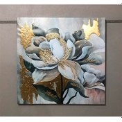 Resim Modern Beyaz Çiçek Kanvas Tablo Gold Varak Işlemeli 