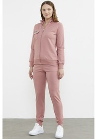 Resim Fermuarlı Jogger Eşofman Takım - Gül Kurusu 001 