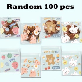 Resim 100'lük Paket Sevimli Ayı & Tavşan Karikatür Kendinden Yapışkanlı Hediye Çantaları - Karışık Renkler, Partiler için Motivasyonel İfadeler ve Meyve/Ayı Tasarımlarla Dayanıklı PP Malzeme, Doğum Günleri, Tatiller, Bayramlık Hediyelik Esasları, Oyunbaz Çizimler, Fantezi Tasarım, Büyüleyici Motifler, Canlı Renklerle 