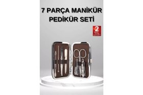 Resim MiraLive 7 Parça Manikür Pedikür Seti El Ayak Bakımı Çantalı Paslanmaz Çelik 