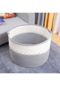 Resim Mavaux Cornrows Özel Örgülü Jüt Battaniye Sepeti Hasır Oyuncak Sepeti Jüt Çamaşır Sepeti 40-30 Gri 