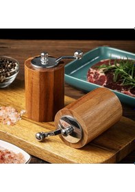 Resim Ahşap El Değirmeni Öğütücü Ahşap Baharat Tuz Öğütücü Değirmen 