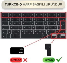 Resim McStorey MacBook Klavye Koruyucu TÜRKÇE Q BASKILI UK-TERS L- Enter Tipi Air 13,6-15,3inç- Pro 14,2-16,2inç M1-M2-M3-M4 Pro MAX Uyumlu, Silikon Klavye Filmi, Ultra İnce Hafif Yıkanabilir Mavi Pembe 