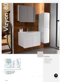 Resim Evros Vizyon Banyo Dolabı 80 Cm Beyaz Boy Dolabı Dahil Beyaz 