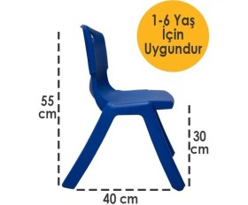 Resim Temel Mavi Kırılmaz Çocuk Sandalyesi - Kreş ve Anaokulu Sandalyesi 2 Adet 