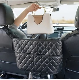 Resim Fochsia Siyah 1 Adet Büyük Kapasiteli Oto Koltuk Arkası Organizer Dayanıklı Yapay Deri Asmalı Ağ Dosya 