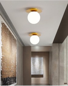 Resim Neptün Eskitme Avize Beyaz Glop Camlı E27 Duy Vintage İç Mekan Ay Ekitme Gold 