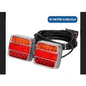 Resim Mıknatıslı Led Römork Stop Lambası Seti 7 Pin Soketli 12v 