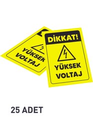 Resim ALFA REKLAM AJANSI DİKKATYÜKSEK VOLTAJ YAZILI STICKER 25 ADET YAPIŞKANLI 