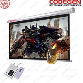 Resim Codegen EX-24 240x200 CM Siyah Arka Fonlu Motorlu Elektrikli Uzaktan Kumandalı Projeksiyon Perdesi 