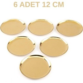 Resim Yuvarlak 6 Parça Gold Paslanmaz Çelik Yuvarlak Çerezlik Tabağı 