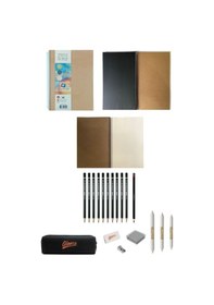 Resim Alex Schoeller Karma Defter 75 Yaprak 17x24cm Lyra Dereceli Kalem Çantalı Eskiz Çizim Seti 