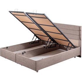 Resim Sofia İkili Set, Sofia Çift Kişilik Baza Başlık Seti Açık Kahve 180 x 200 