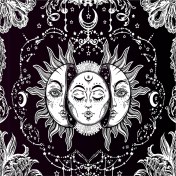 Resim Dianziye Güneş Ay Desenli Mandala Dekoratif Tapestri - Yumuşak Polyester Kumaş, Çok Amaçlı Kullanım Yatak Örtüsü, Plaj Battaniyesi , 150x150cm Siyah Beyaz 