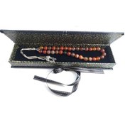 Resim Kızıl Kahve Akik Taşı Tespih / İri Kesim Doğaltaş Tespih 