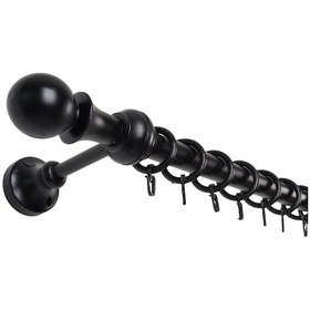 Resim Meyra Demonte Başlıklı Ahşap Rustik Perde Askısı - Raysız -siyah 300 Cm Siyah 