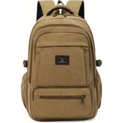 Resim Fochsia Erkek Ve Kadın Dayanıklı Kanvas Sırt Çantası Khaki Laptop Bölmeli Okul Çantası Haki 