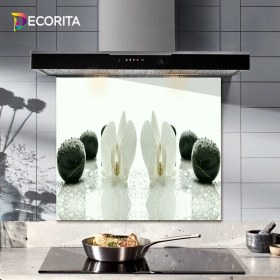 Resim Decorita Beyaz Orkide Siyah Oniks | Ocak Arkası Koruyucu | 52cm x 60cm 