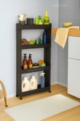 Resim ongu home Slim Raf 4 Katlı Çok Amaçlı Tekerlekli Organizer Mutfak Rafı Banyo Düzenleyicisi (SİYAH) 