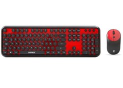 Resim Everest Round KM-6282 Siyah Kırmızı Kablosuz QMultimedia Klavye + Mouse Set 