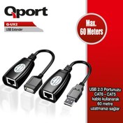 Resim QPORT Q-UX2 60m USB UZATMA CAT5-CAT6,2Lİ PAKET 