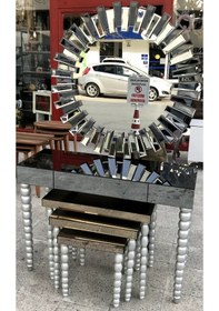 Resim Dresuar Zigon Sehpa Elma Model Beyaz Parlak Beyaz Ayna Kaplama Ta Füme 