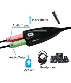 Resim aogo Kablolu Usb Ses Kartı 5Hv2 Sound Tak Kullan Kulaklık Mikrofon Çıkışı Harici Ses kartı 