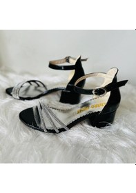 Resim Gala Önü Açık Taşlı Topuklu Çocuk Ayk. Siyah 